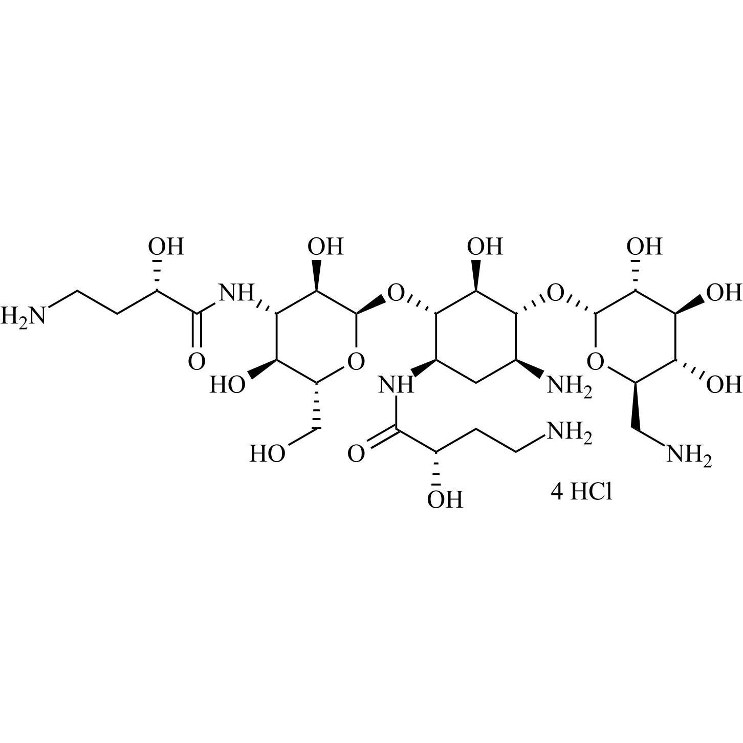 Picture of Amikacin Impurity 2 TetraHCl (1,3''-Di-HABA Kanamycin A TetraHCl)