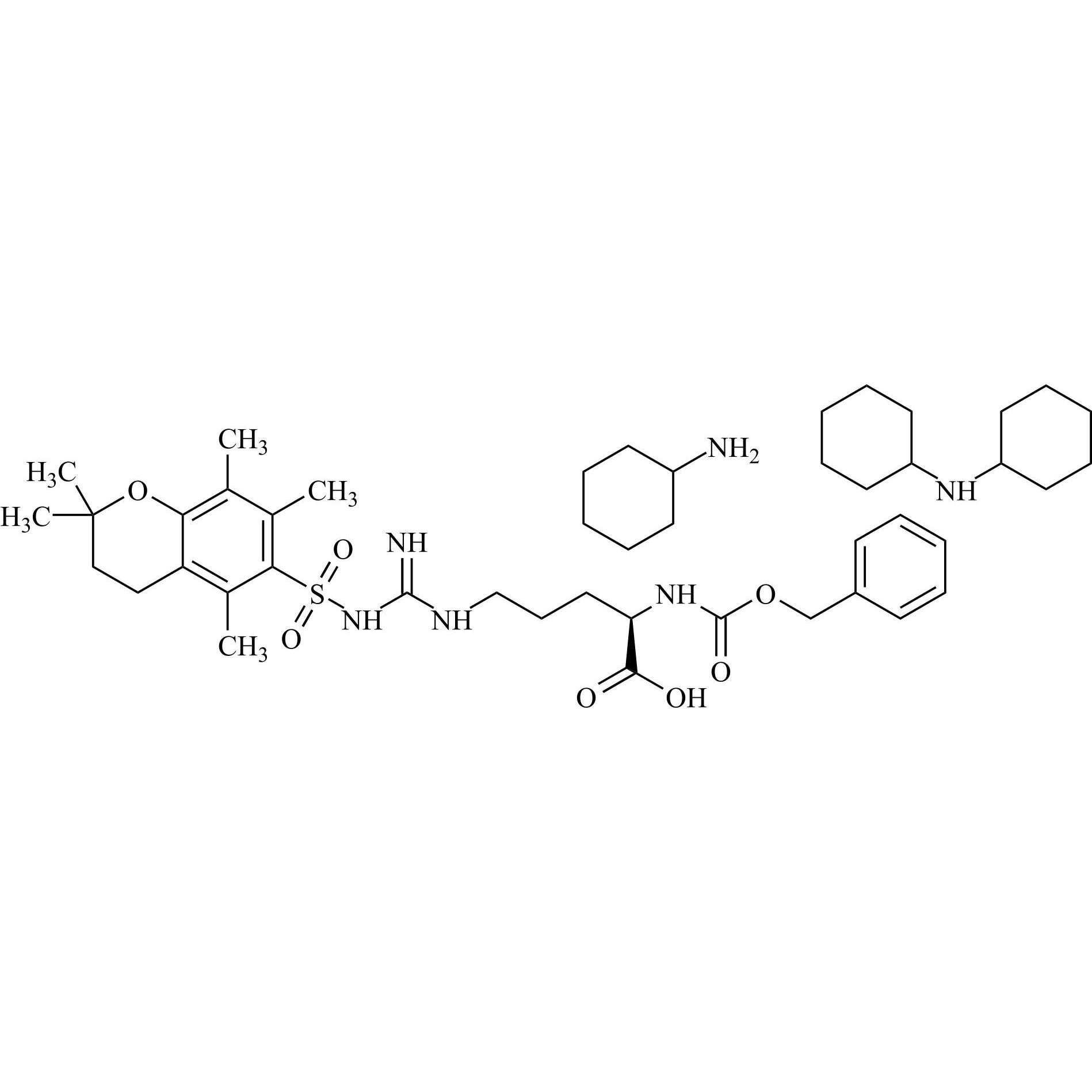 Show details for N-a-Z-Nomega-(2,2,5,7,8-pentamethylchroman-6-sulfonyl)-D-arginine Cyclohexylammonium Salt Picture of N-a-Z-Nomega-(2,2,5,7,8-pentamethylchroman-6-sulfonyl)-D-arginine Cyclohexylammonium Salt