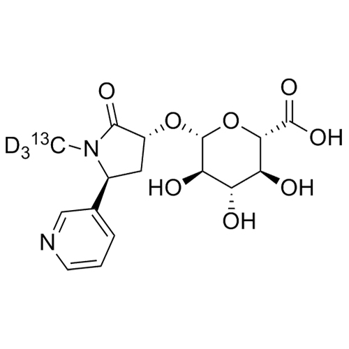 Show details for trans-3'-Hydroxy Cotinine-13C-d3 O-Glucuronide Picture of trans-3'-Hydroxy Cotinine-13C-d3 O-Glucuronide