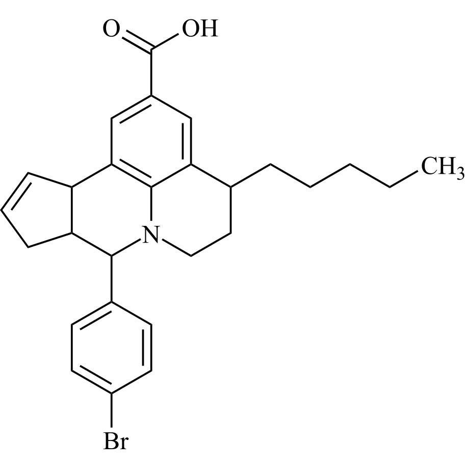 Picture of 8-(4-Bromophenyl)-hexahydro-4-pentyl-4H-benzo[ij]cyclopenta[b]quinolizine-2-carboxylic acid