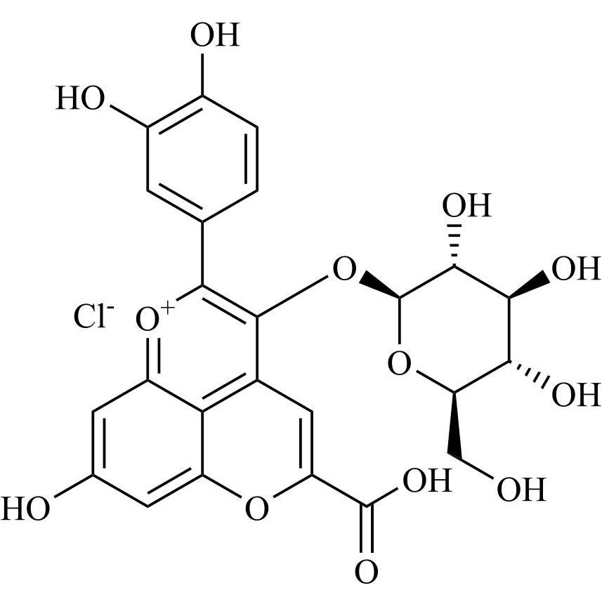 Show details for 5-Carboxypyranocyanidin 3-O-beta-glucopyranoside Chloride Picture of 5-Carboxypyranocyanidin 3-O-beta-glucopyranoside Chloride