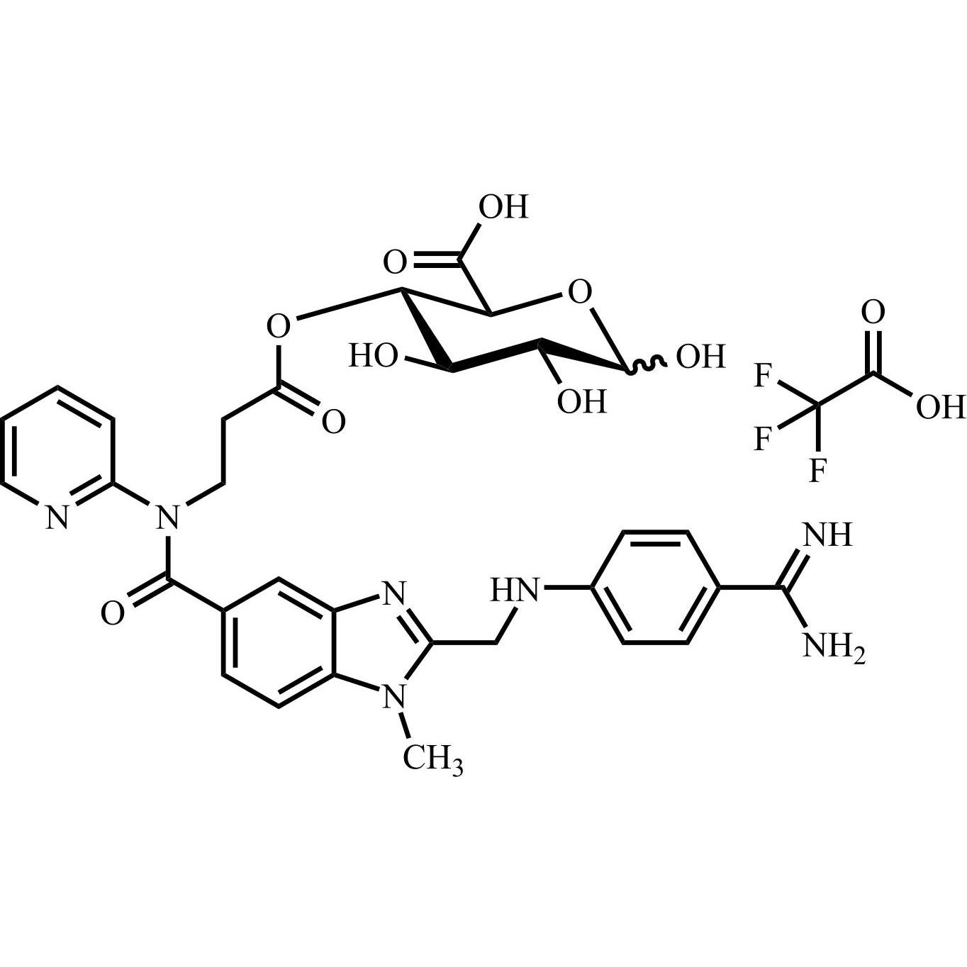 Show details for Dabigatran Acyl-O-4-D-Glucuronide Trifluoroacetic Acid Salt Picture of Dabigatran Acyl-O-4-D-Glucuronide Trifluoroacetic Acid Salt