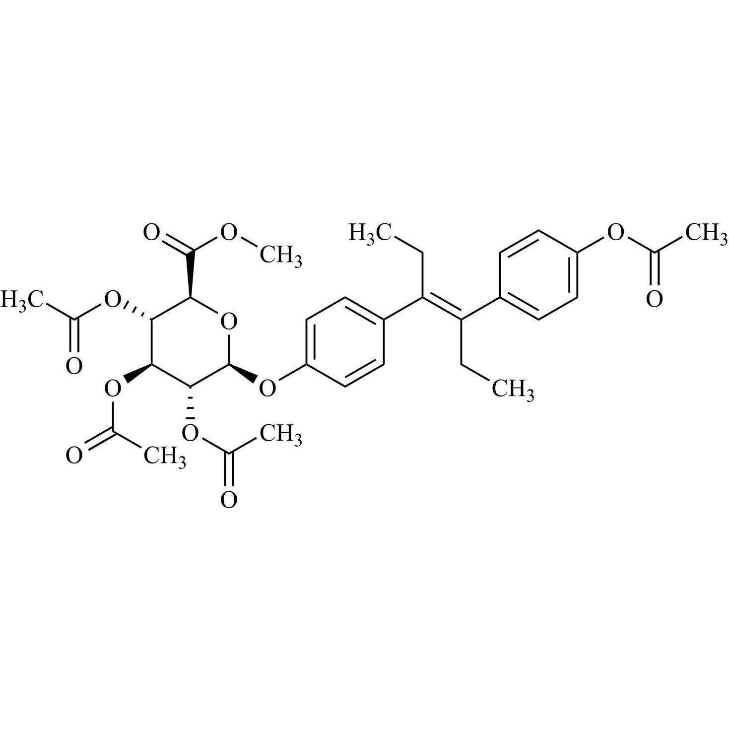 Show details for Acetyldiethylstilbestrol 2,3,4-Tri-O-Acetyl-ß-D-Glucuronide Methyl Ester Picture of Acetyldiethylstilbestrol 2,3,4-Tri-O-Acetyl-ß-D-Glucuronide Methyl Ester