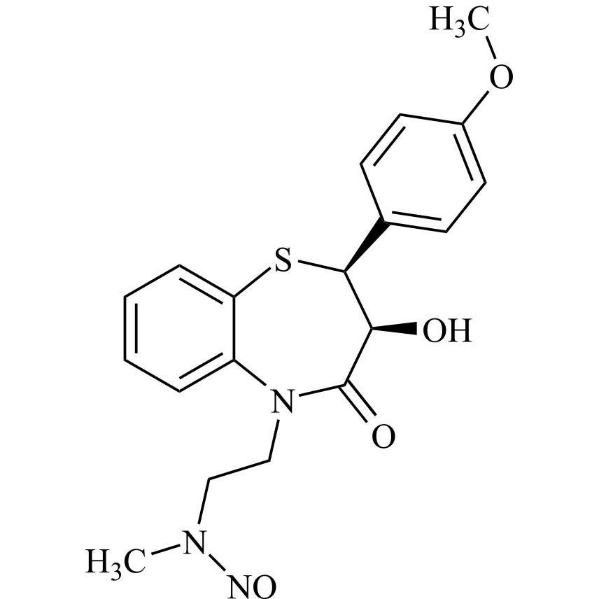 Picture of N-Nitroso Diltiazem Impurity 3 (N-Nitroso-N-Desmethyl Desacetyl Diltiazem)