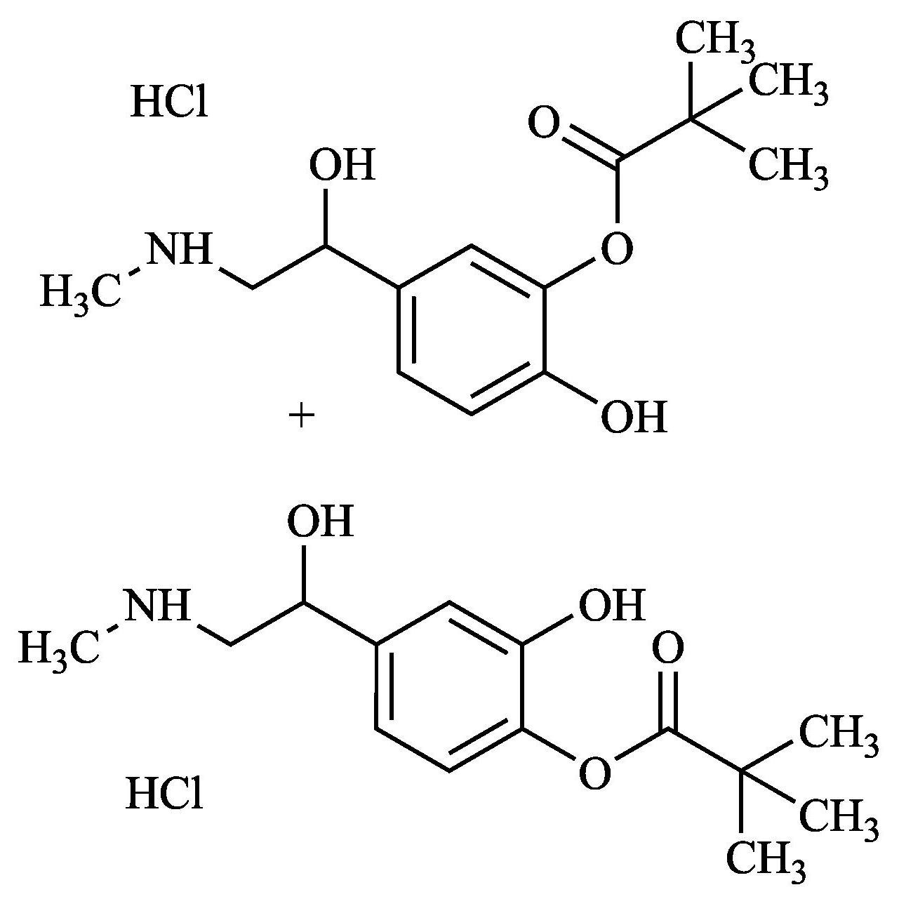 Picture of Dipivefrine EP Impurity C HCl and Dipivefrine EP Impurity D HCl