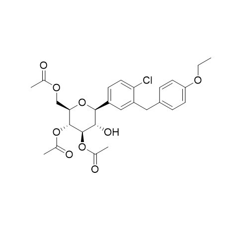 Picture of Dapagliflozin (2R,Acetoxymethyl 3R,4R Diacetate) Impurity.