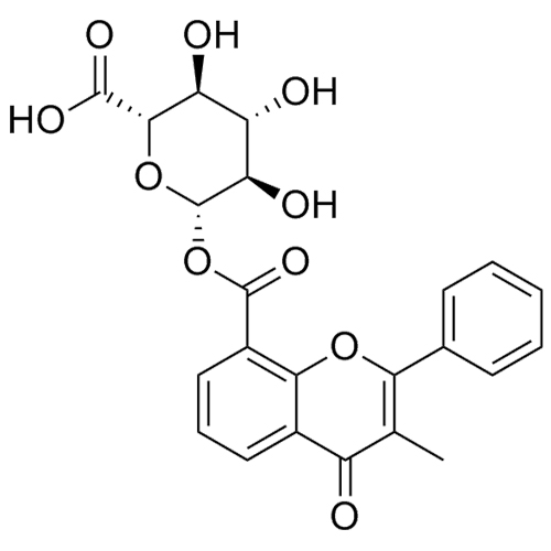 Show details for 3-Methylflavone-8-carboxylic acid glucuronide (MFCA glucuronide) Picture of 3-Methylflavone-8-carboxylic acid glucuronide (MFCA glucuronide)