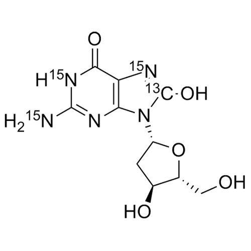 Show details for 8-Hydroxy-2'-Deoxy-Guanosine-13C-15N3 Picture of 8-Hydroxy-2'-Deoxy-Guanosine-13C-15N3