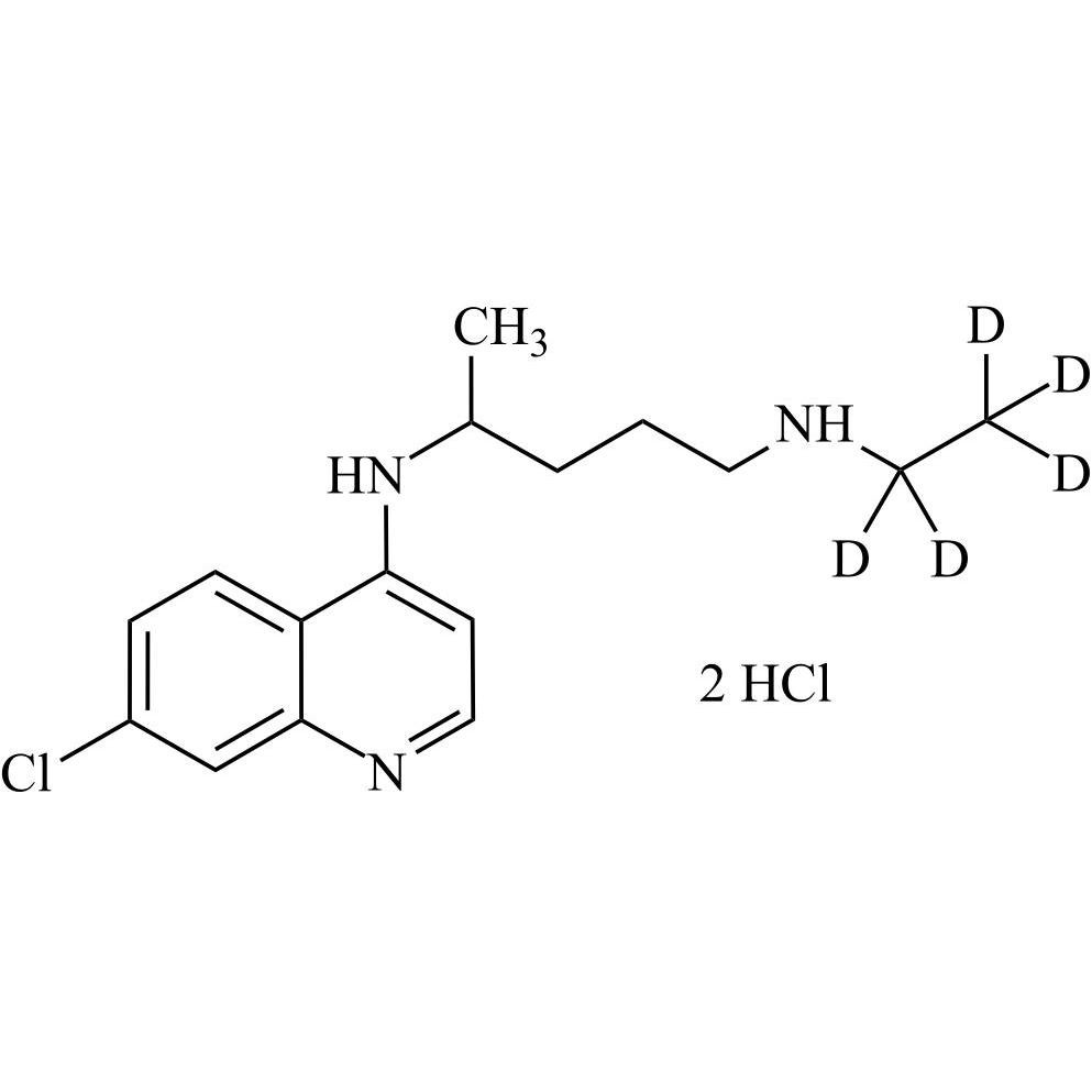Picture of Hydroxychloroquine Sulfate EP Impurity D-d5 DiHCl (Chloroquine USP Related Compound D-d5 DiHCl, Desethyl Chloroquine-d5 DiHCl)