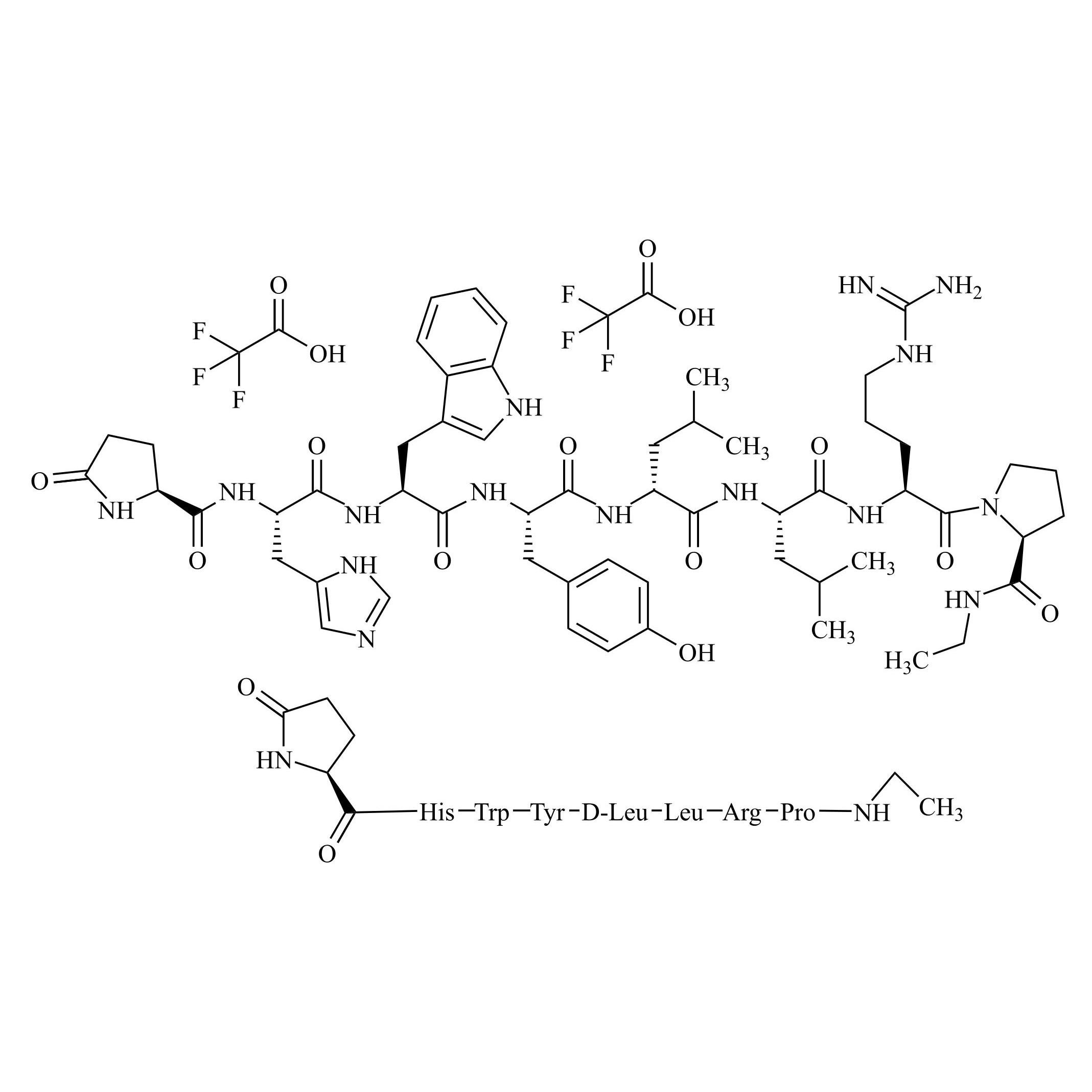 Picture of Leuprorelin (Leuprolide) Impurity 5  (Des-Ser4-Leuprorelin (Leuprolide)) Ditrifluoroacetate
