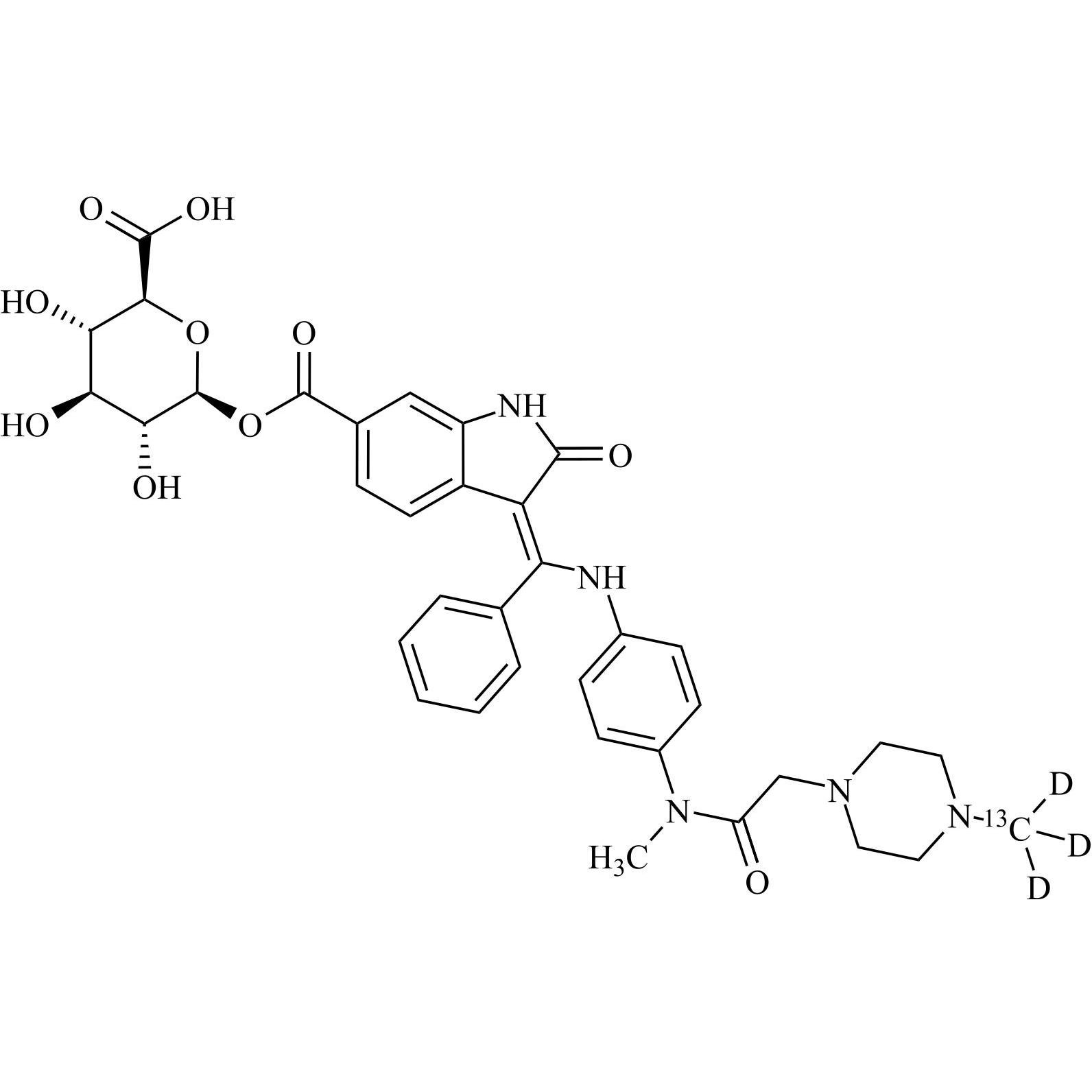 Picture of Nintedanib-13C-d3 Demethyl-O-Glucuronide
