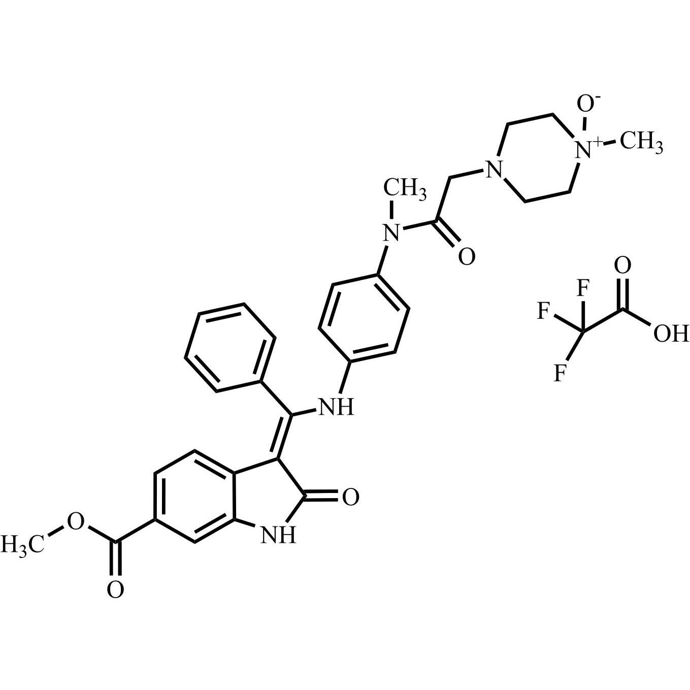 Show details for Nintedanib N4-Oxide Trifluoroacetate (Intedanib N4-Oxide Trifluoroacetate) Picture of Nintedanib N4-Oxide Trifluoroacetate (Intedanib N4-Oxide Trifluoroacetate)
