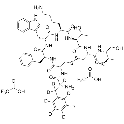Picture of Octreotide-phenylalanine-d8 di-Trifluoroacetic Acid Salt