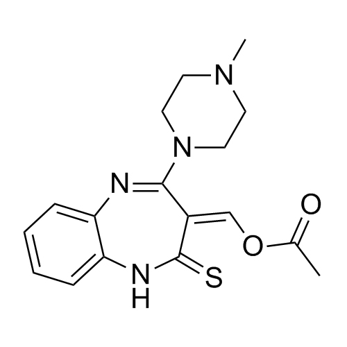 Show details for Olanzapine Impurity 4 (Olanzapine Acetoxymethylidene) Picture of Olanzapine Impurity 4 (Olanzapine Acetoxymethylidene)