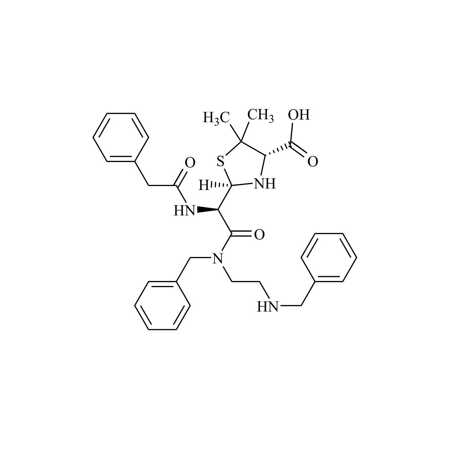 Show details for Benzathine Benzylpenicillin EP Impurity C (Benzylpenicilloic Acids Benzathine) (R,R-Isomer) Picture of Benzathine Benzylpenicillin EP Impurity C (Benzylpenicilloic Acids Benzathine) (R,R-Isomer)