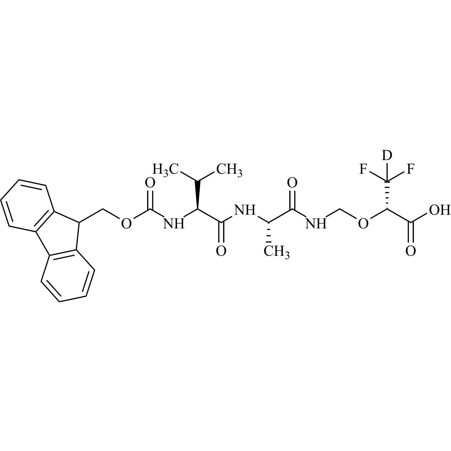 Picture of Fmoc-Val-Ala-aminomethyl-(S)-3,3-difluoro-3-Deuterium-2-Oxypropanoic Acid