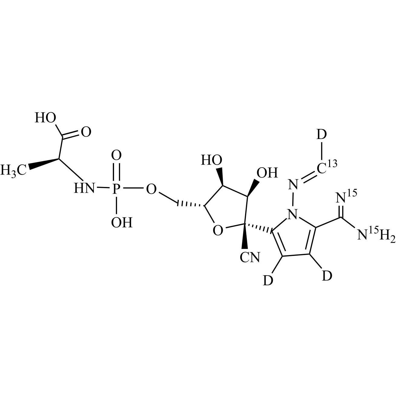 Picture of Remdesivir Impurity 15-13C-d3-15N2  (Mixture of Diastereomers)