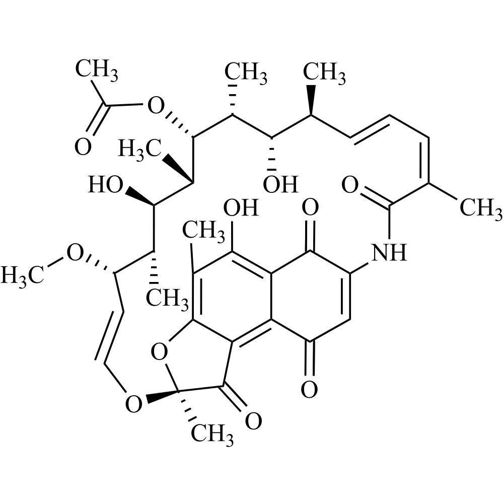 Show details for Rifamycin Impurity 10 (25-O-deacetyl-23-O-acetyl Rifamycin S) Picture of Rifamycin Impurity 10 (25-O-deacetyl-23-O-acetyl Rifamycin S)
