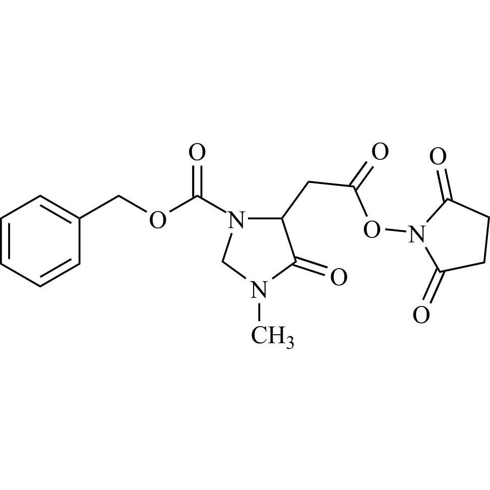 Picture of Succinimidyl 2-(3-((Benzyloxy)Carbonyl)-1-Methyl-5-Oxoimidazolidin-4-yl-Acetate