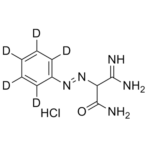 Picture of 3-Amino-3-imino-2-(2-phenyldiazenyl)propanamide-d5 Hydrochloride