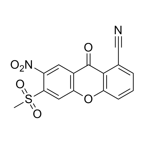 Picture of 6-(methylsulfonyl)-7-nitro-9-oxo-9H-xanthene-1-carbonitrile