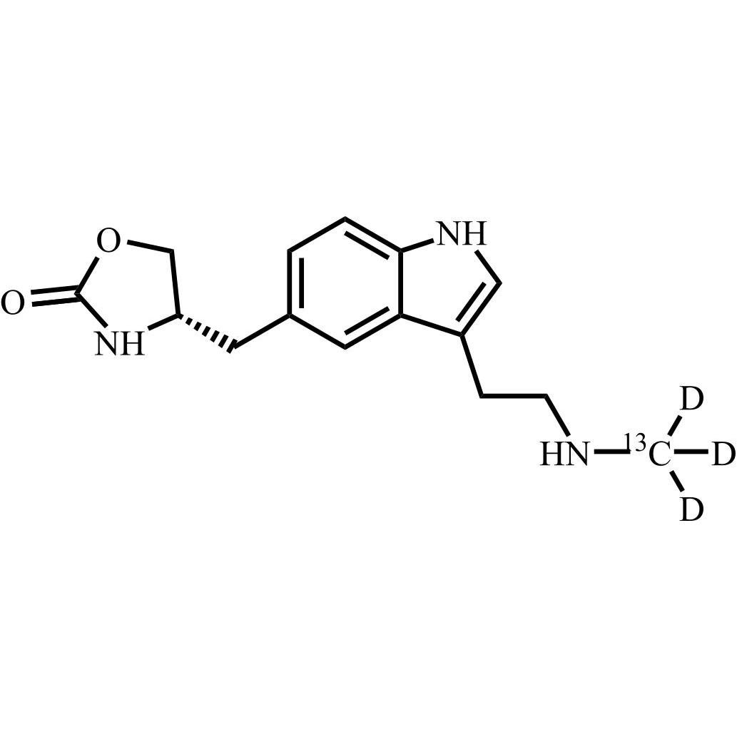 Picture of Zolmitriptan EP Impurity G-13C-d3 (Zolmitriptan USP Related Compound A-13C-d3, N-Desmethyl Zolmitriptan-13C-d3)